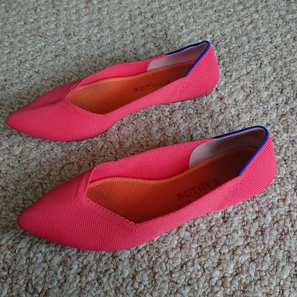 Rothy's the point coral pink flat size 7.5
